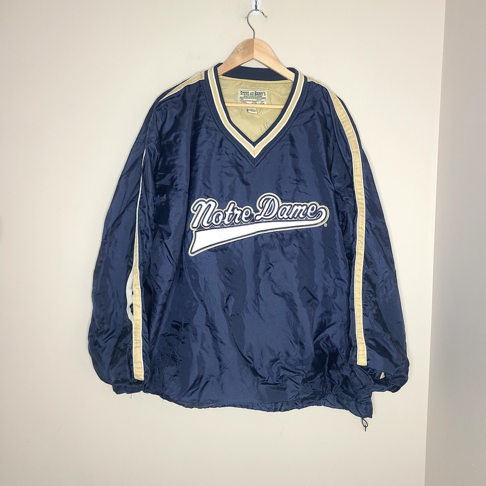 Vtg Steve & Barrys Notre Dame Fighting Irish Lined Pullover Windbreaker Size XXL
